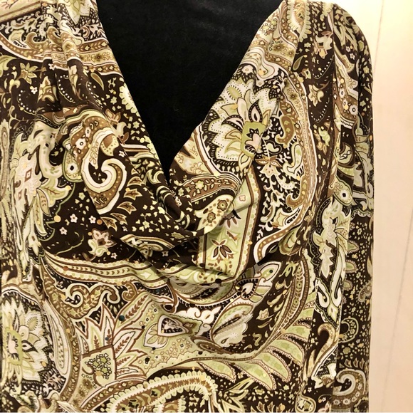 Vintage Paisley Floral Sequin cowl neck blouse, Gorgeous! 2X - Picture 4 of 8